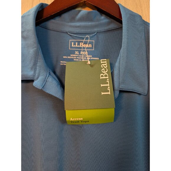New LL Bean Women's Relaxed Fit Premium Double L Polo Shirt Blue Water XL - Picture 3 of 7